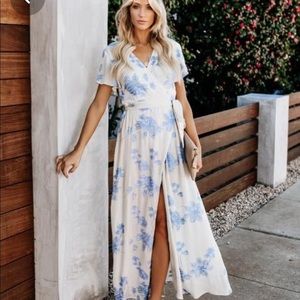 Sweet Dreams Floral Embroidered Wrap Maxi Dress